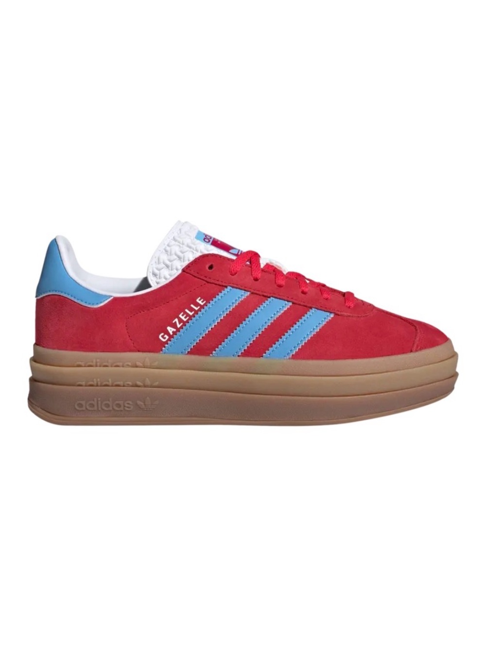 adidas Gazelle Platform Sneaker - Red with Light Blue Stripes